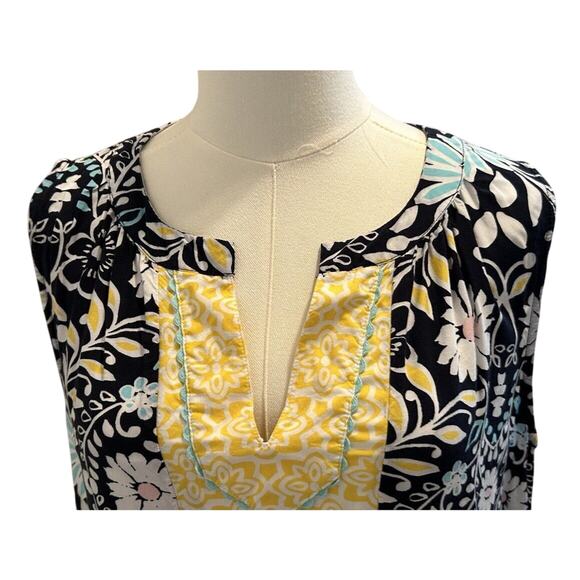 Crown & Ivy Women Tank SZ LG Artsy Colorful Art To Wear Floral Crochet Boho - Picture 2 of 8